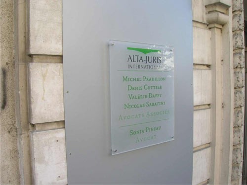 Plaque plexi ALTA JURIS